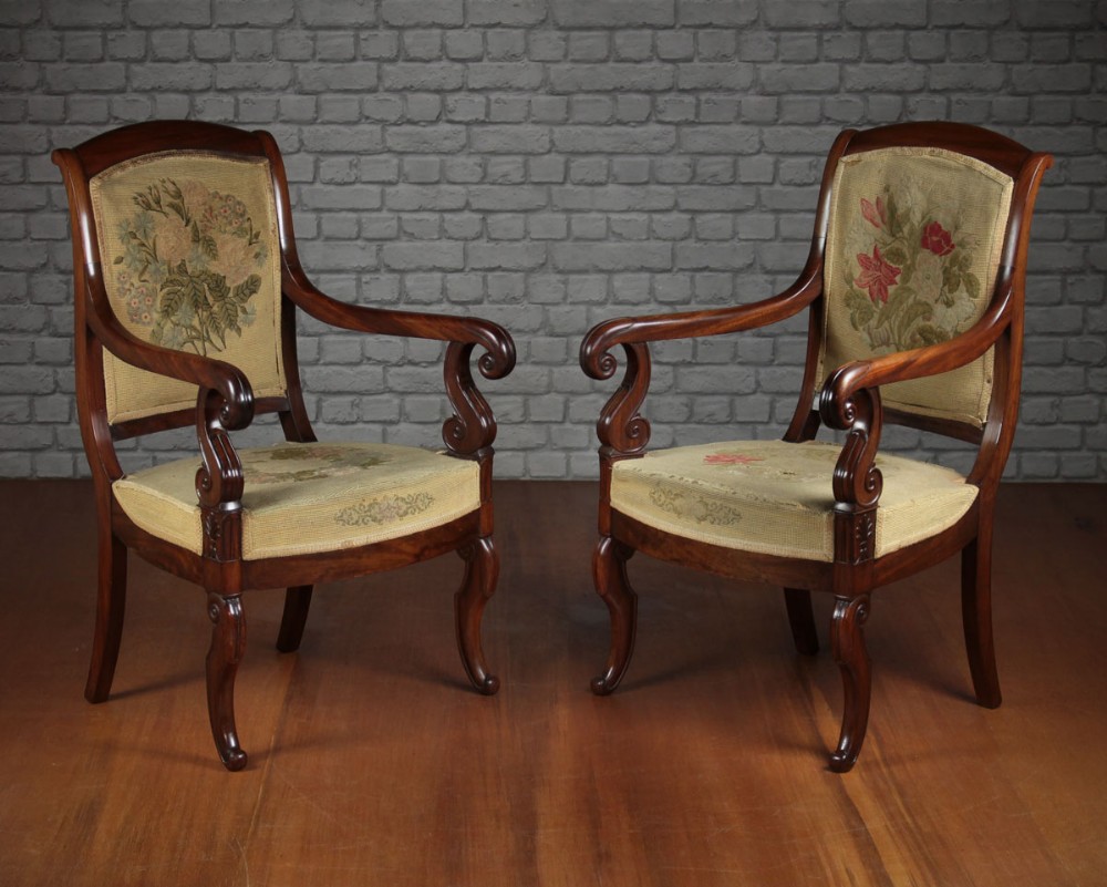 Empire Style Mahogany Open Armchairs c.1810.