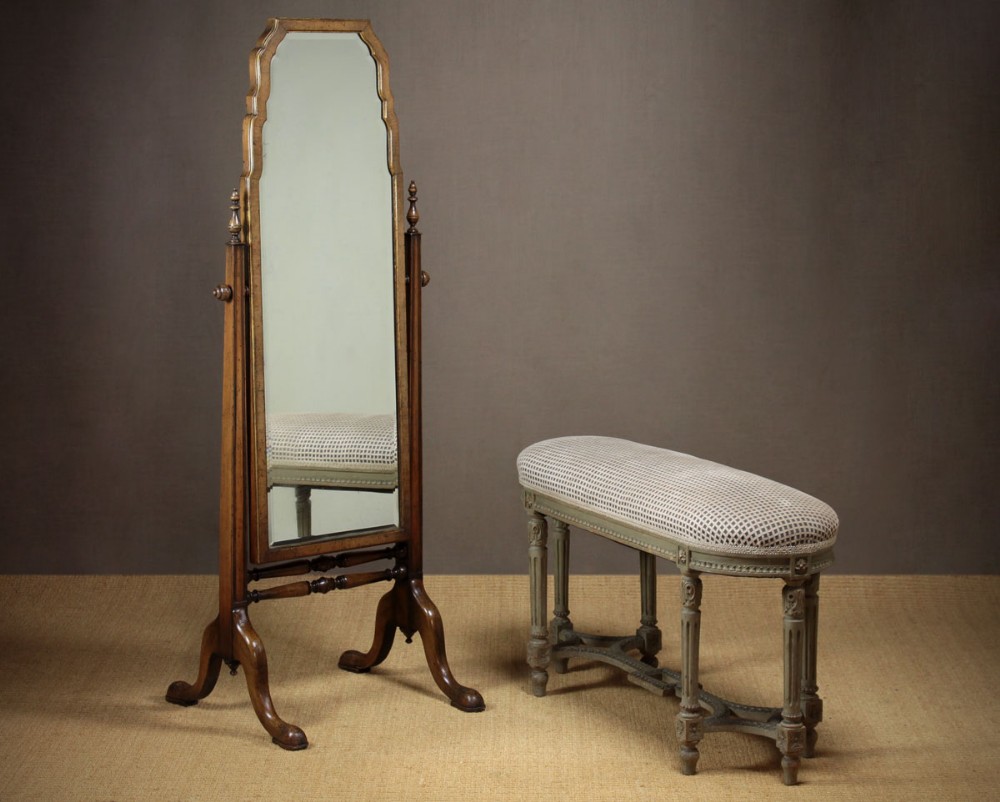 Queen Anne Style Cheval Mirror. c.1920.