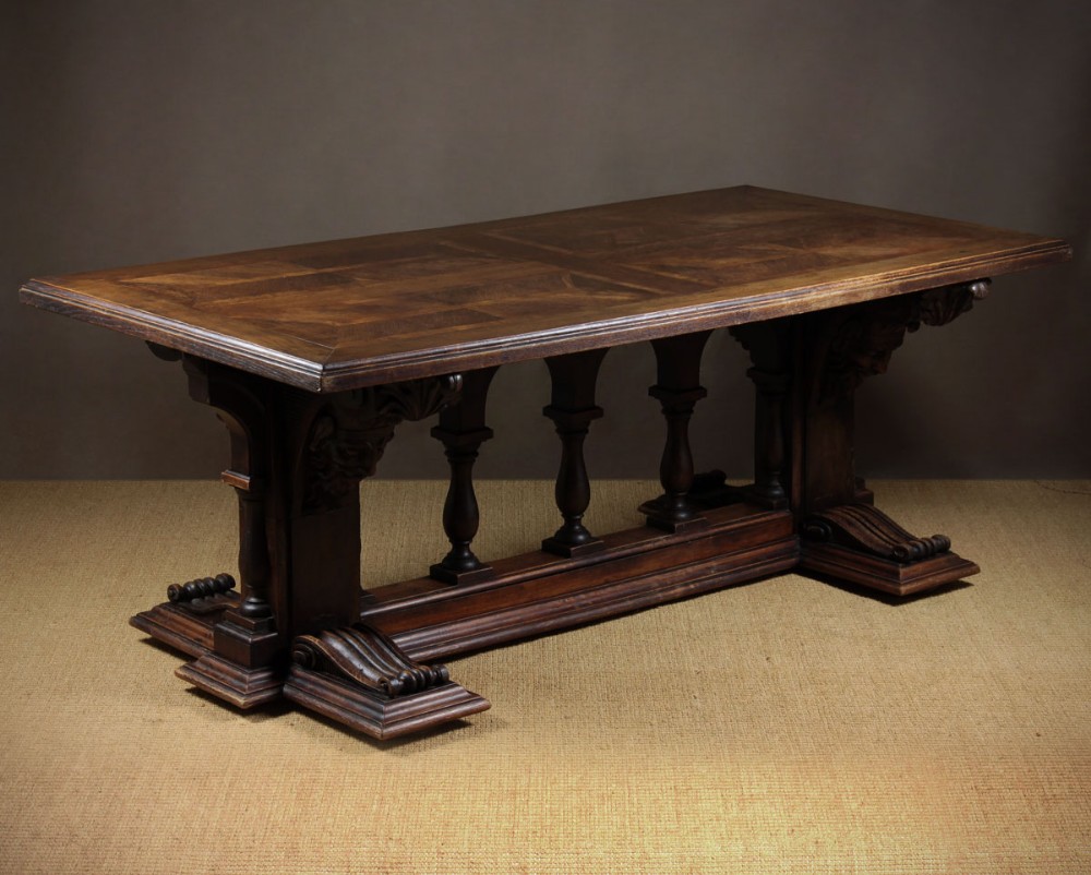 Carved Parquetry Top Library Table c.1880.