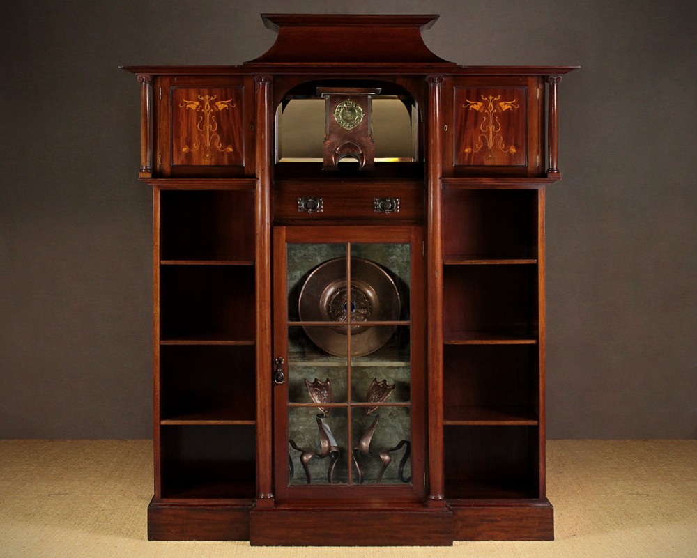 19th.c. English Art Nouveau Mahogany Side Cabinet c.1890.