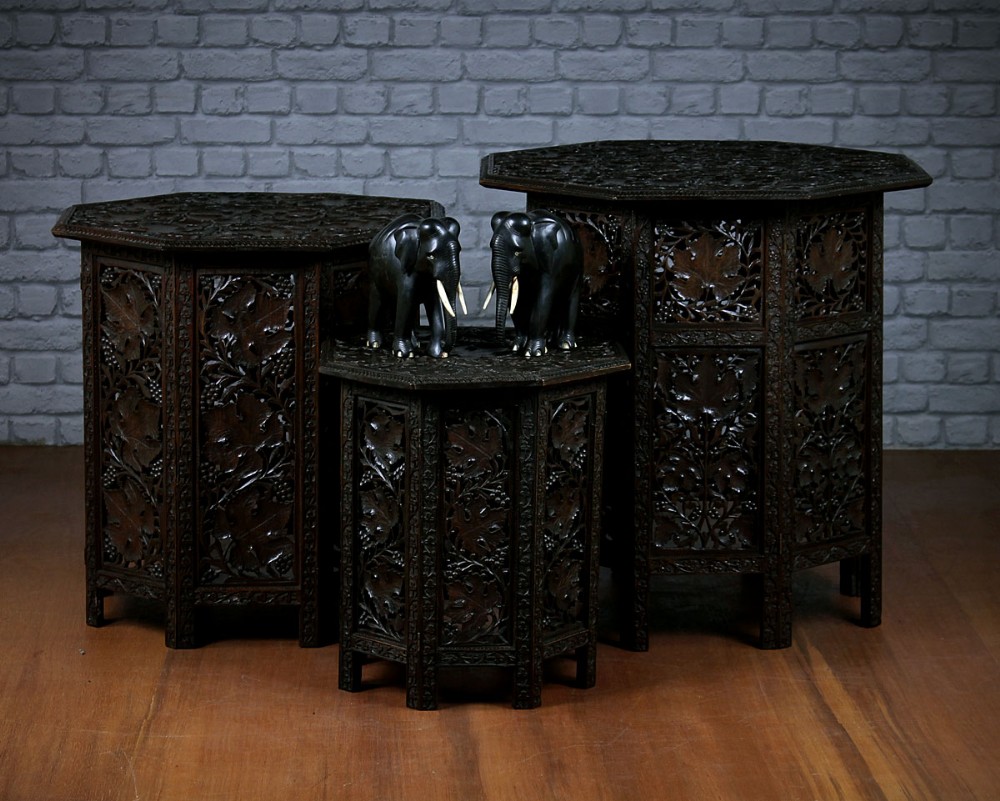 Three Indian Carved Tables c.1890.
