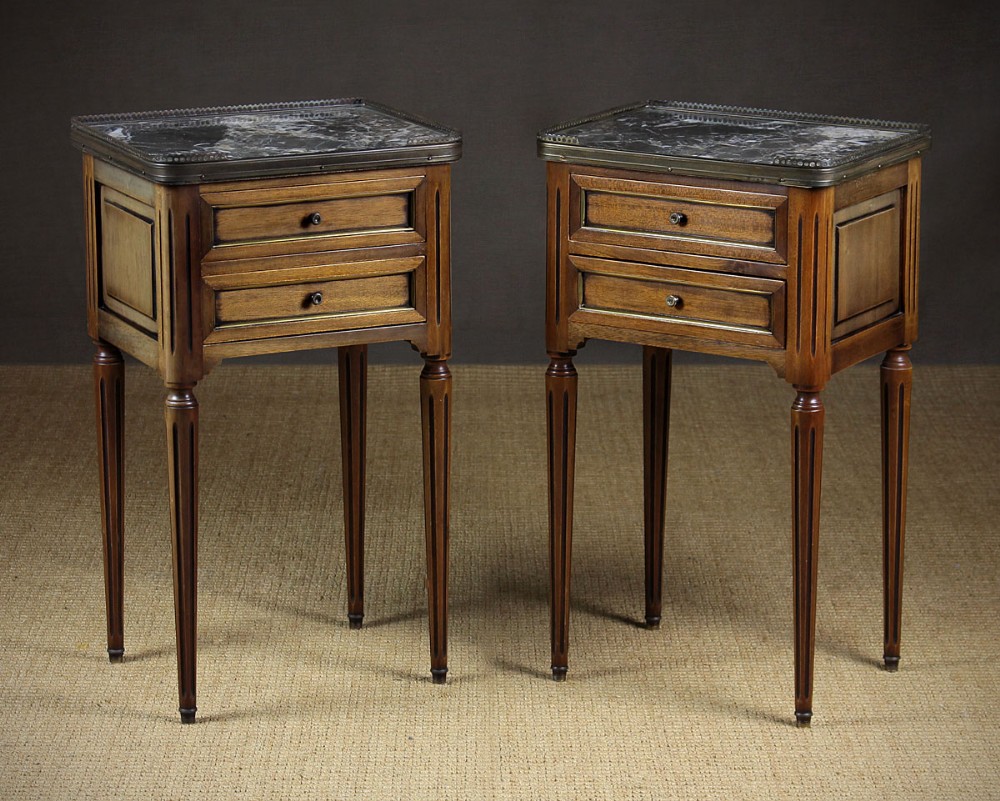 Pair of Marble Top Bedside Cabinets c.1925