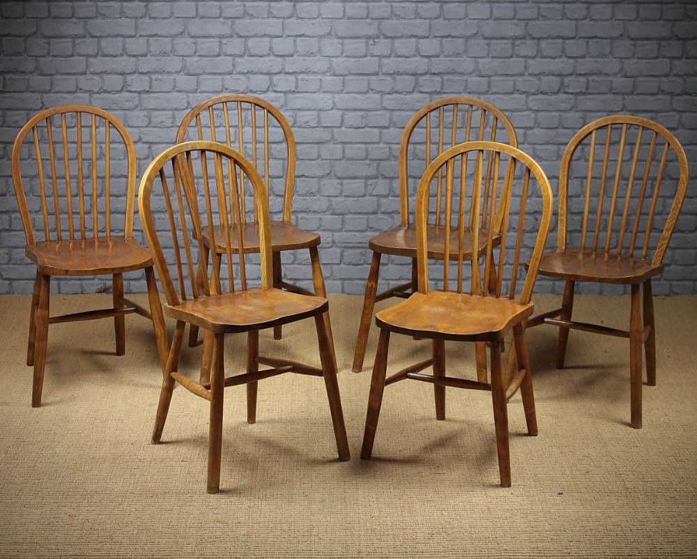 Six Ash & Elm Stick Back Chairs c.1910.
