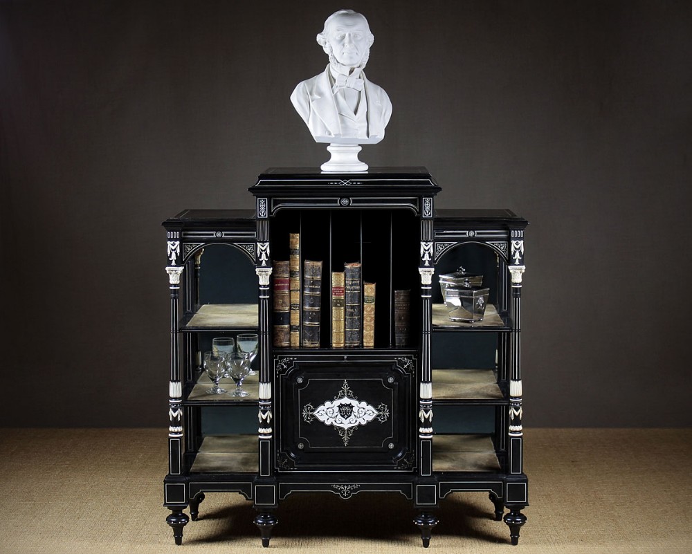 Ebonised & Inlaid Side Cabinet c.1860.