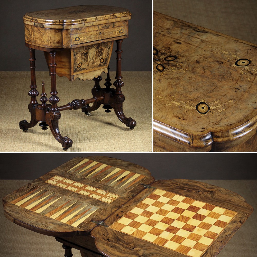 Walnut Work Box & Games Table c.1880.