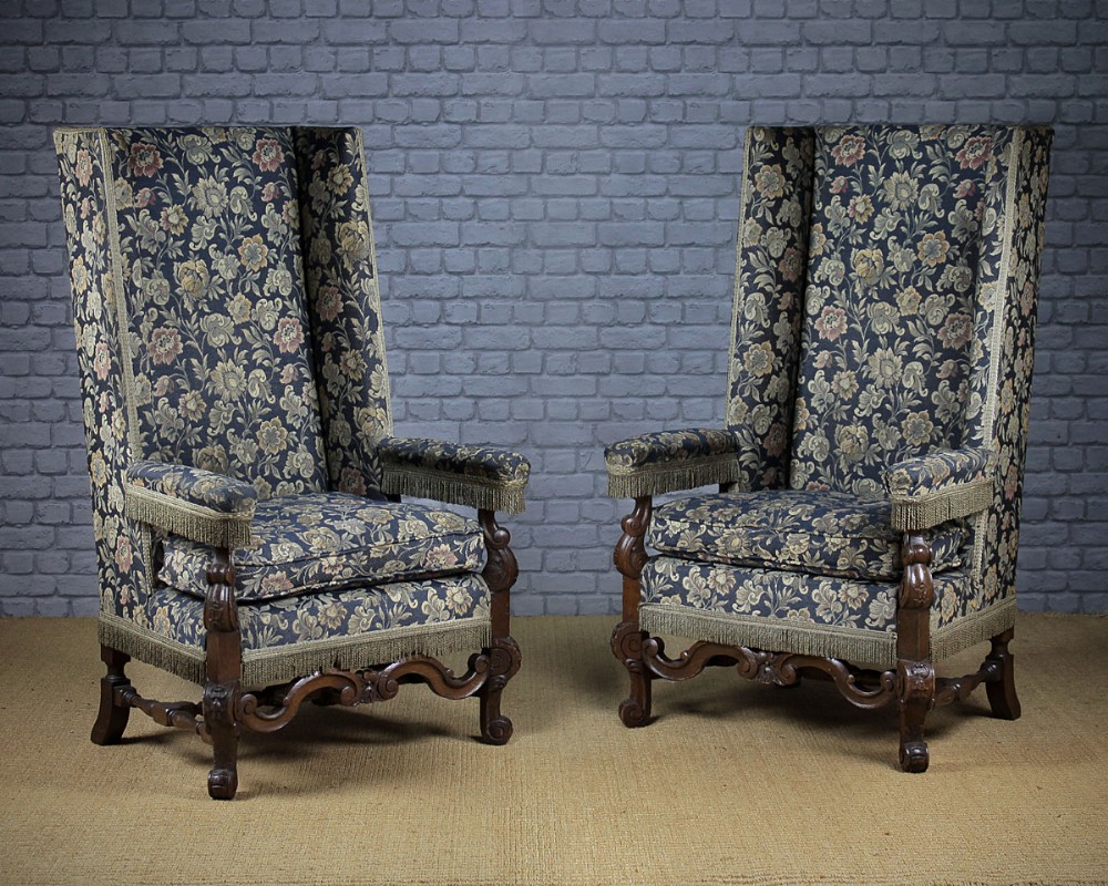 Pair of High Back Armchairs c.1920. 