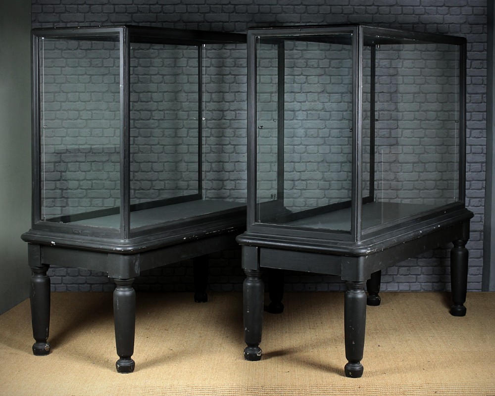 Pair Late 19th.c. Museum Display Cabinets On Stands c.1890.