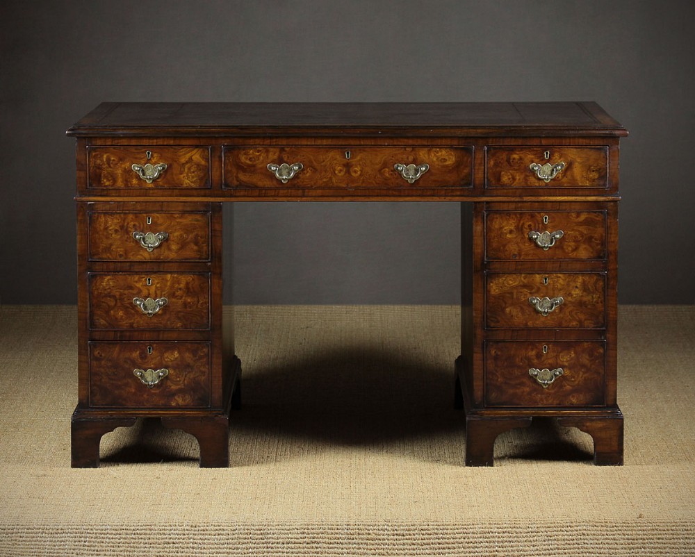 Early 20th.c. Walnut Pedestal Desk c.1920.