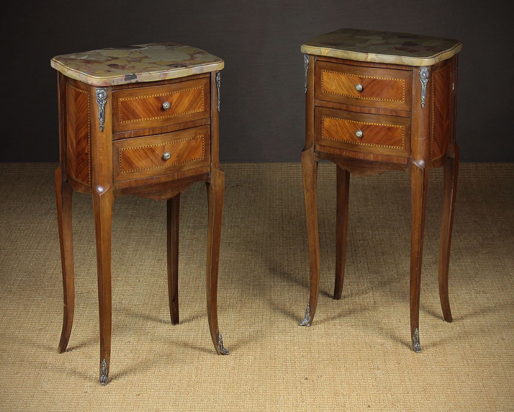 Pair Early 20th.c. Marble Top Bedside Drawers c.1930.