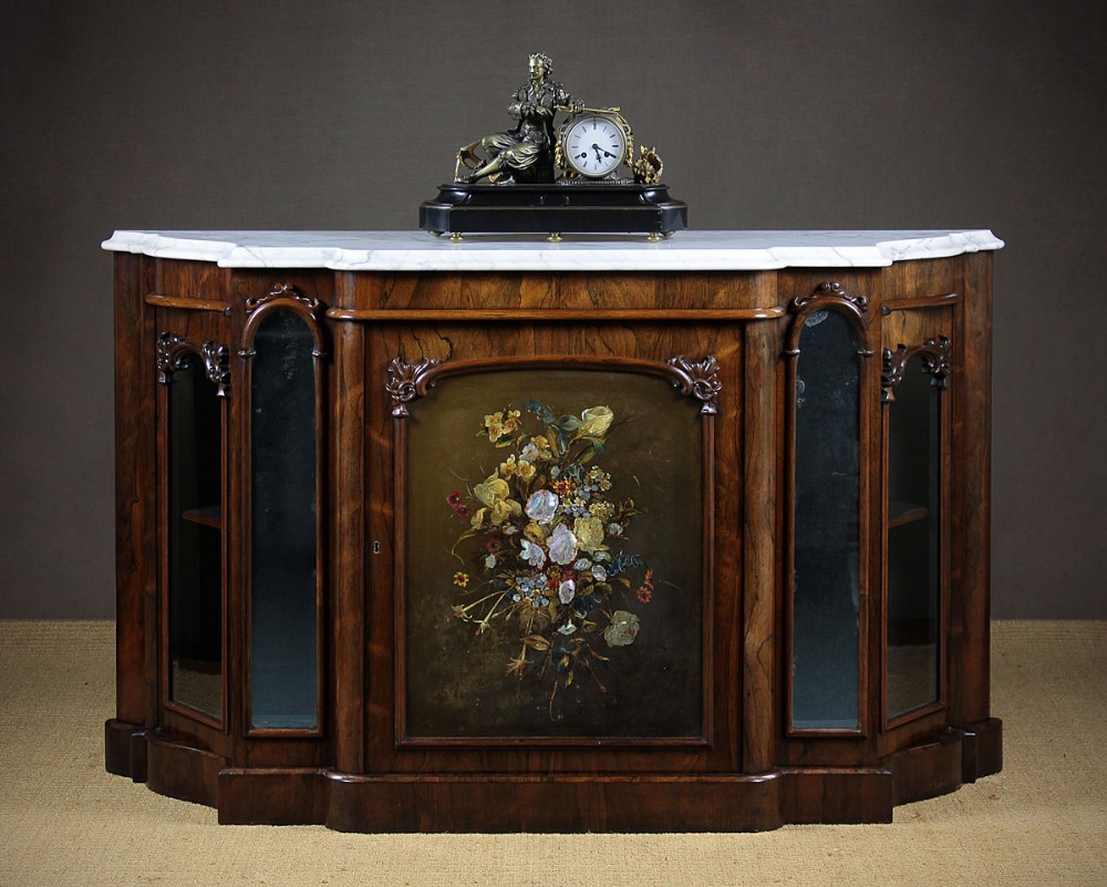 19th.c. Marble Top Rosewood Sideboard Or Cabinet c.1860.