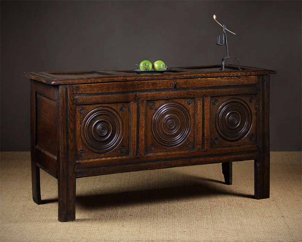 Late 18th.c. Welsh Carved Oak Coffer c.1790.