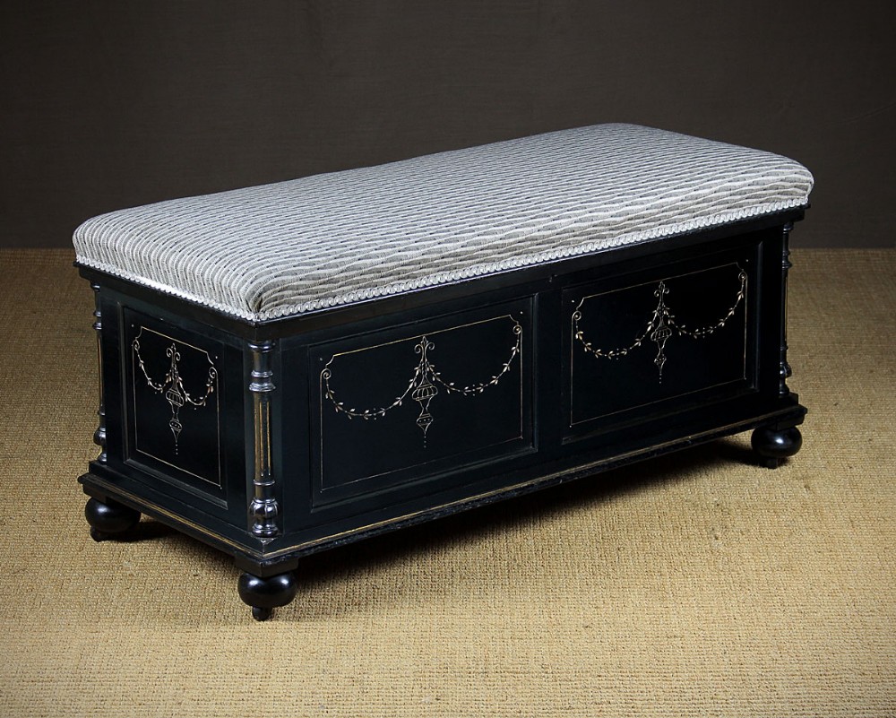 Ebonised Ottoman Stool or Window Seat c.1890
