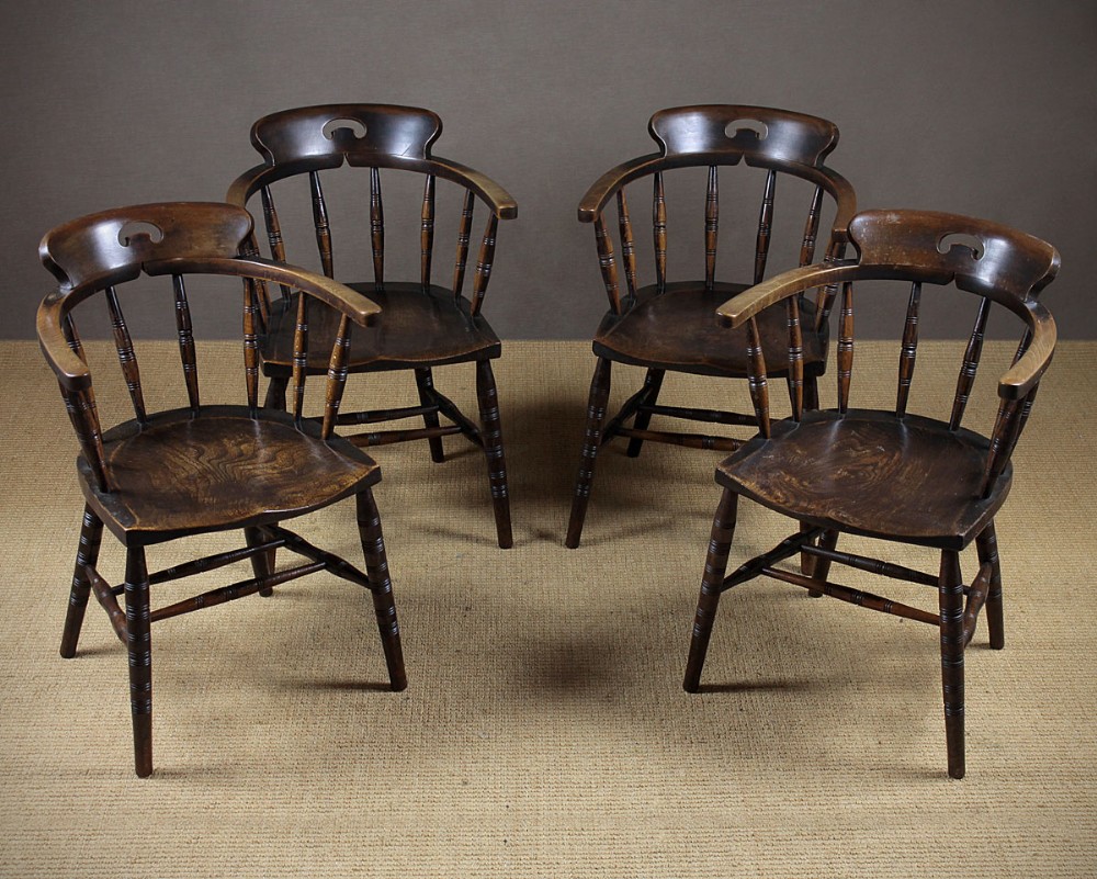 Set of Four Ash & Elm Armchairs c.1890.