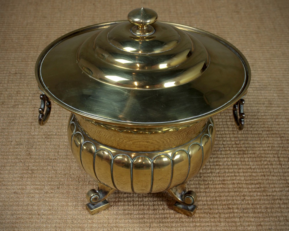 Classical Brass Lidded Fireside Pail c.1870.