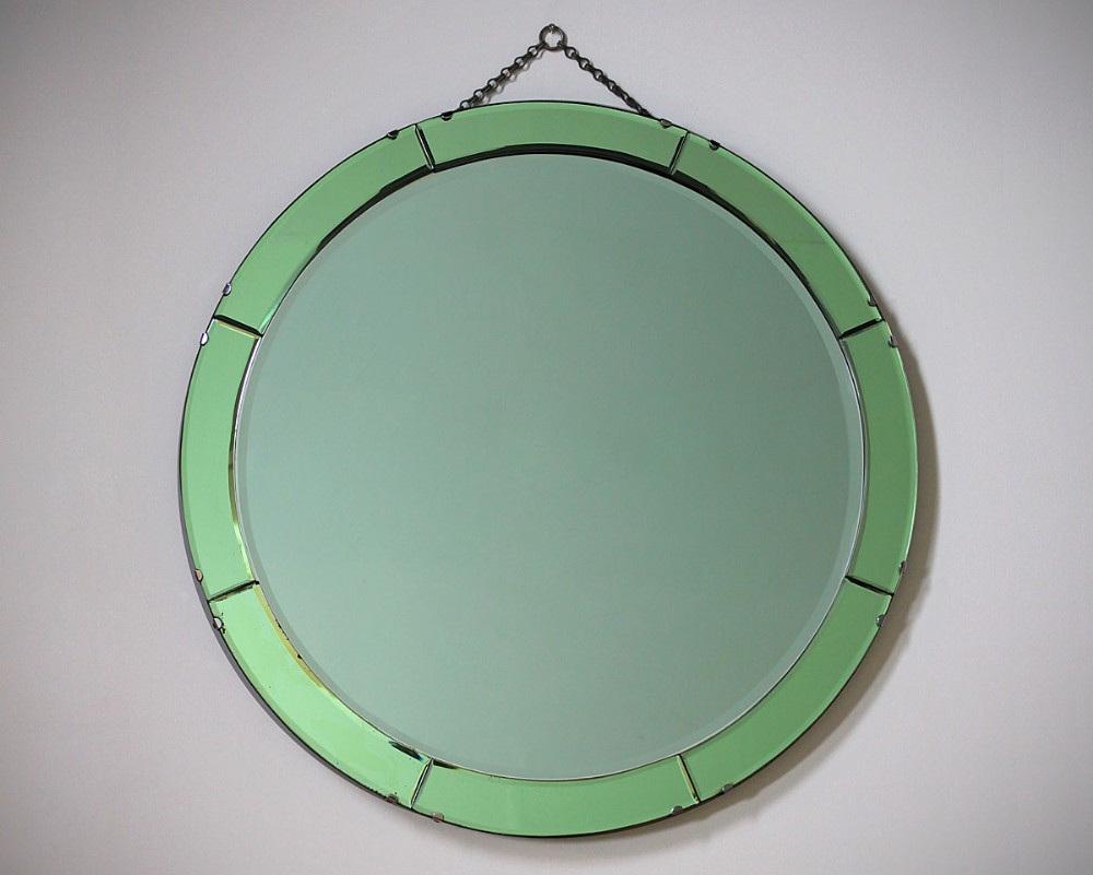 Art Deco Mirror with Green Edge c.1930.