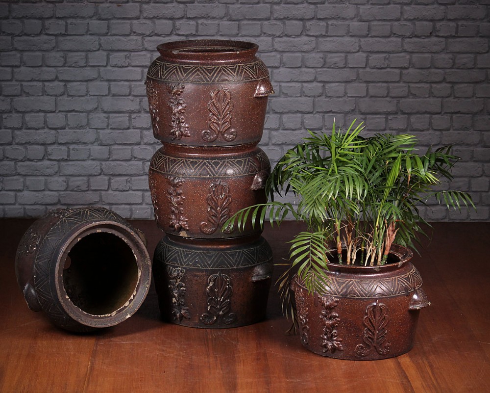 Five Salt Glazed Garden Planters c.1880.