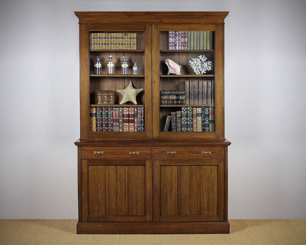 Large Edwardian Oak Bookcase by Goodalls of Manchester c.1905.