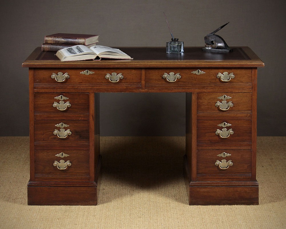 Edwardian Walnut Kneehole Writing Desk c.1905.