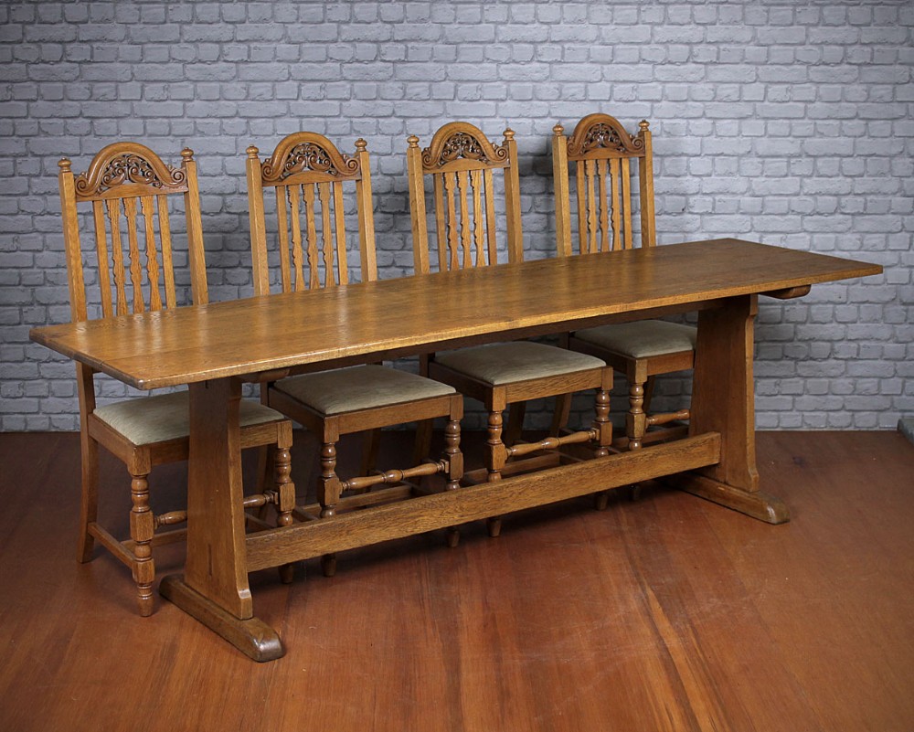 Pale Oak Arts & Crafts School Refectory Table c.1910