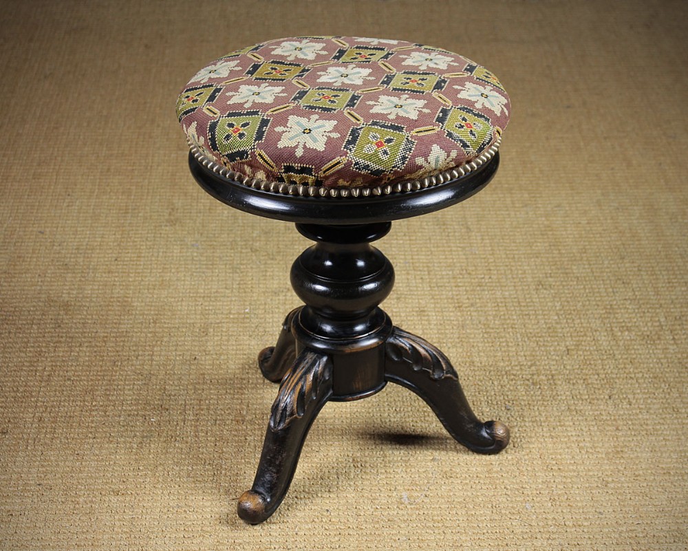 Ebonised Adjustable Dressing Stool c.1880.