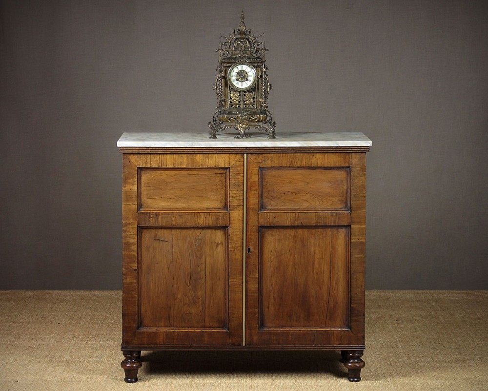 Marble Top Yew Wood Side Cabinet c.1830.
