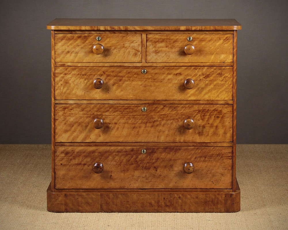 Mid 19th.c. Satin Birch Chest of Drawers c.1865.