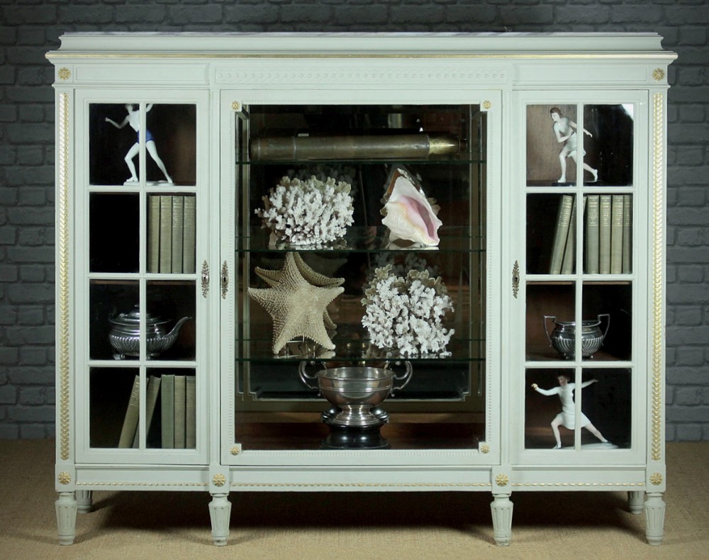 French Marble Top Bookcase Vitrine c.1910.