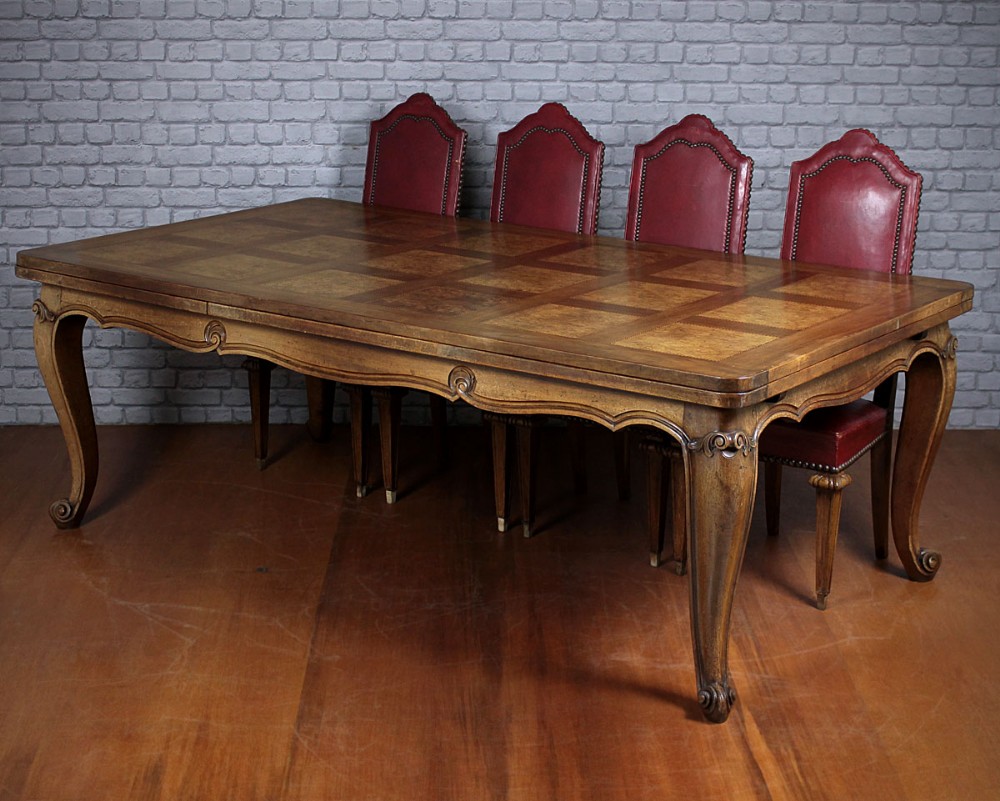 French Extending Parquetry Top Dining Table c.1920.
