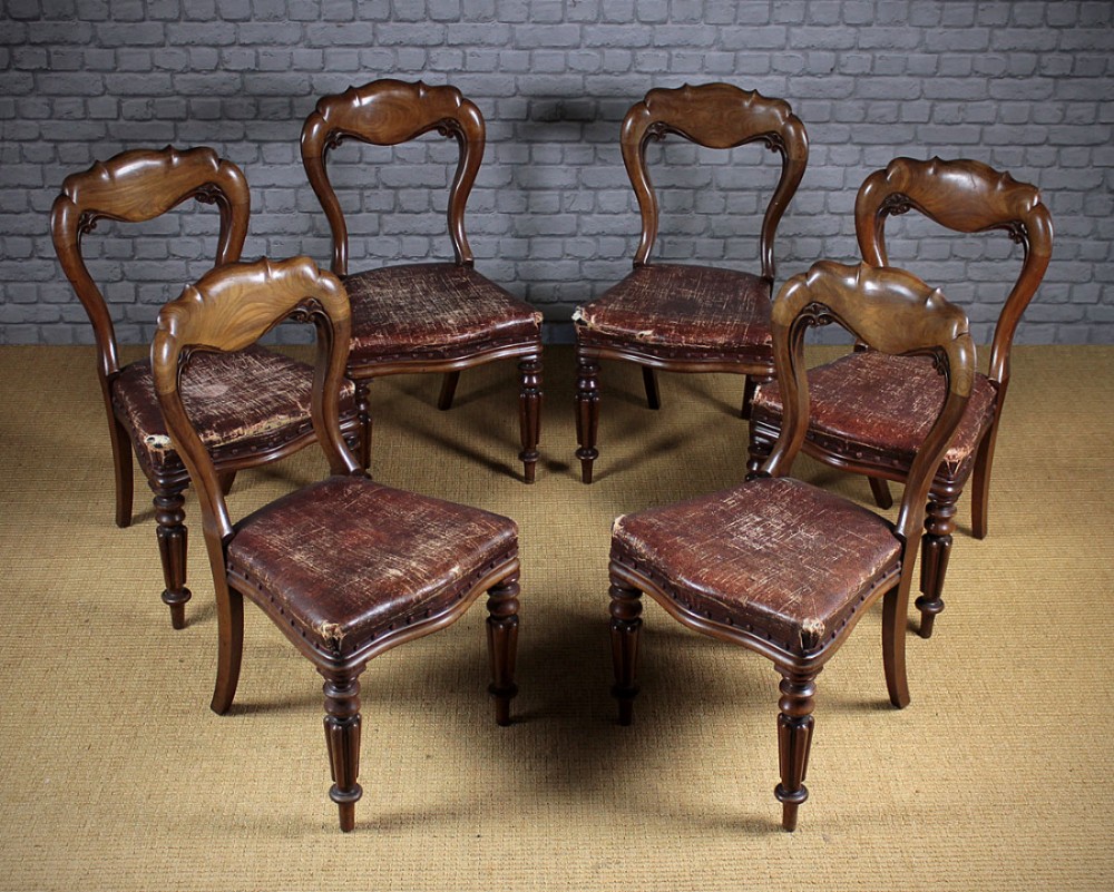 Unrestored Set of Six Mahogany Dining Chairs c.1860.