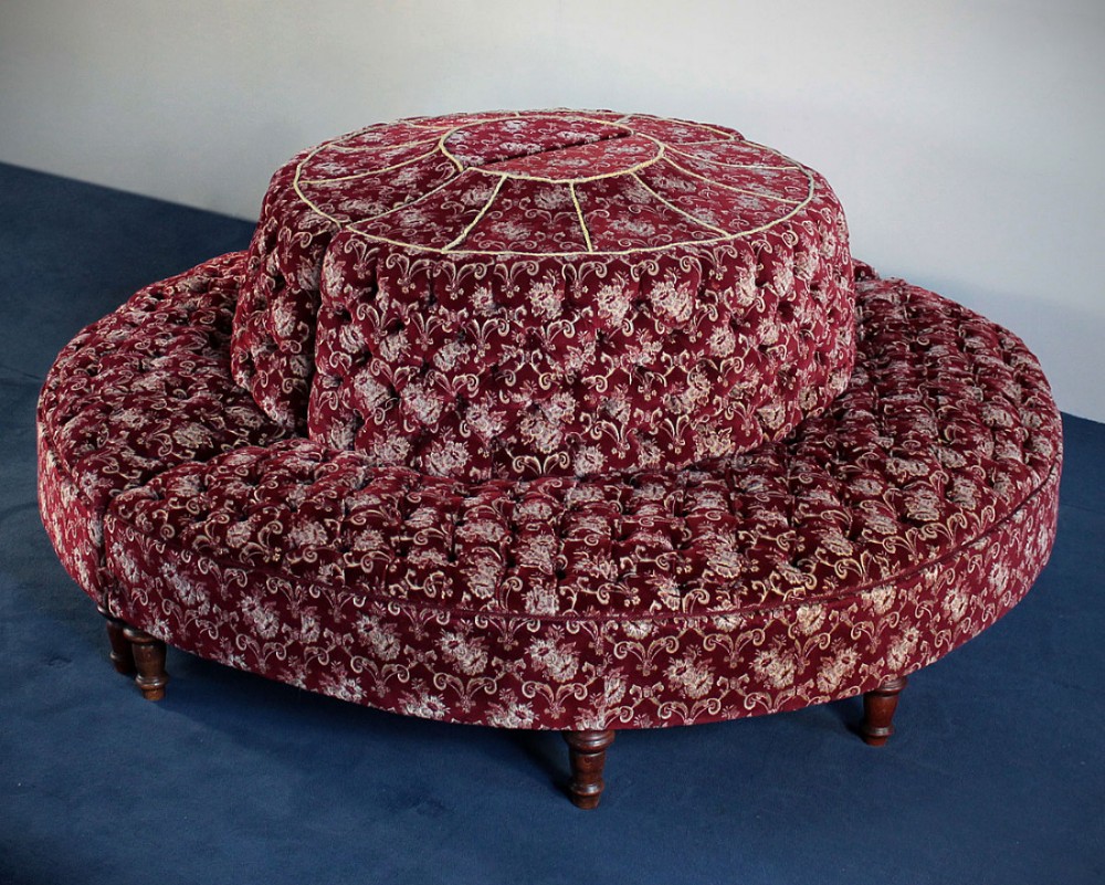 Pair of Large Demi Lune Couches or Conversation Seat.