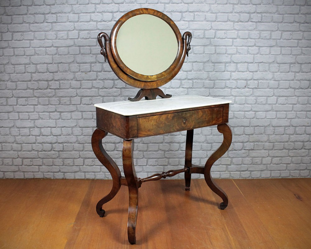 19th.c. Mahogany & Marble Ladies Biedermeier Night Table c.1830.