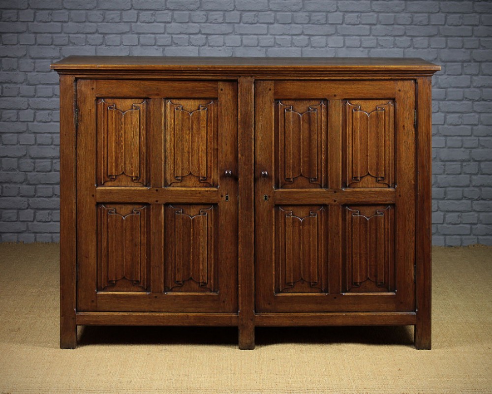 Gothic Style Oak Press Cupboard c.1900.