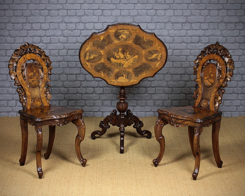 Black Forest Table & Chairs Suite c.1900