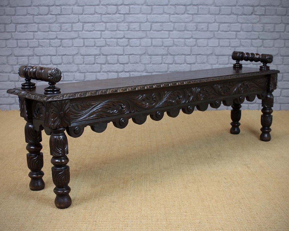 Carved Oak Window Seat c.1890