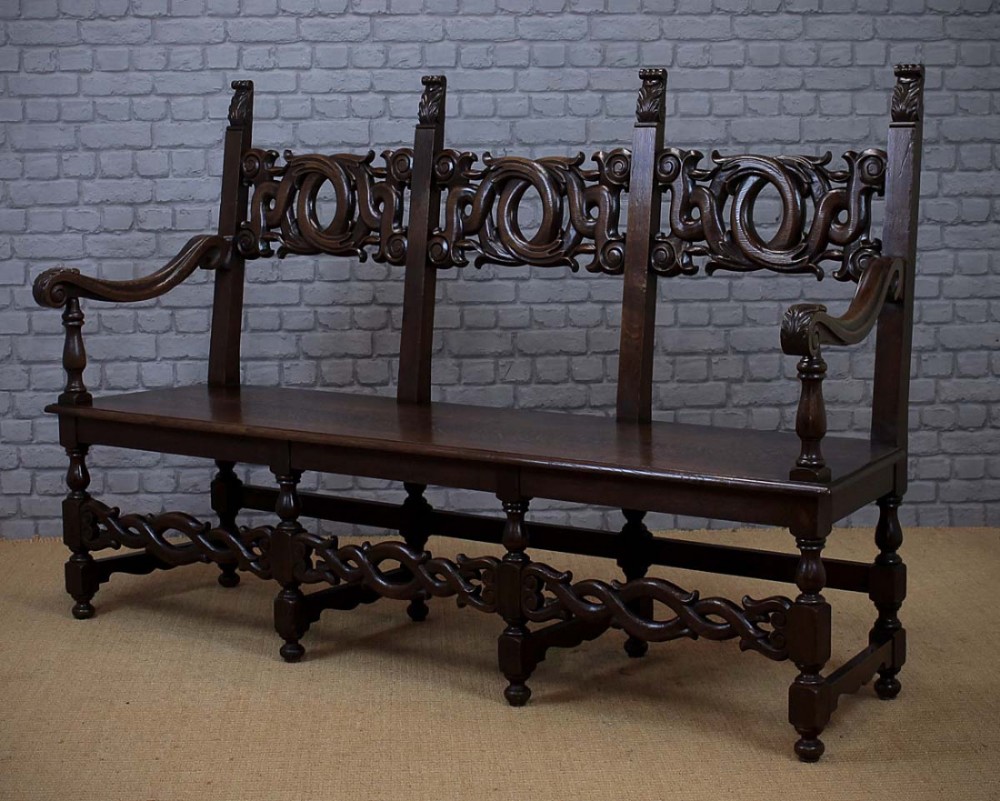 Carolean Style Oak Bench c.1890