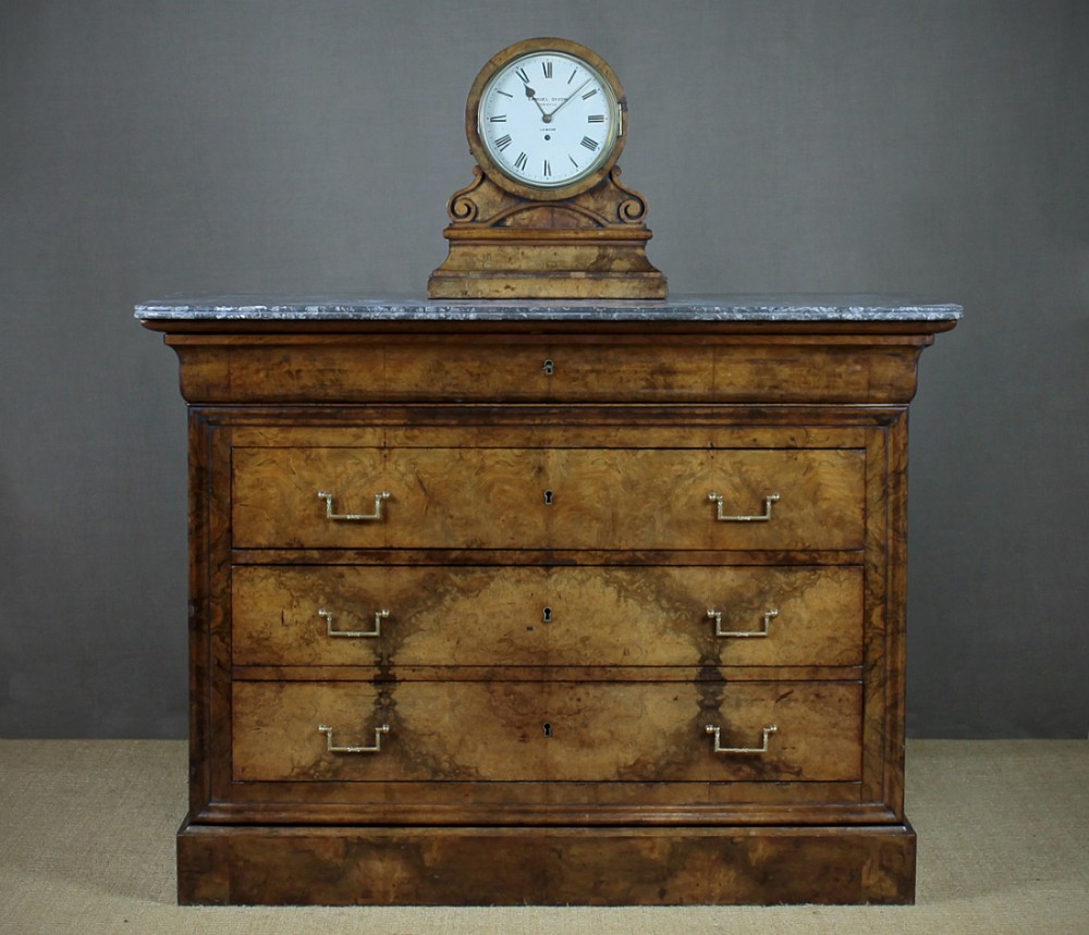 French Walnut Marble Top Chest of Drawers c.1830