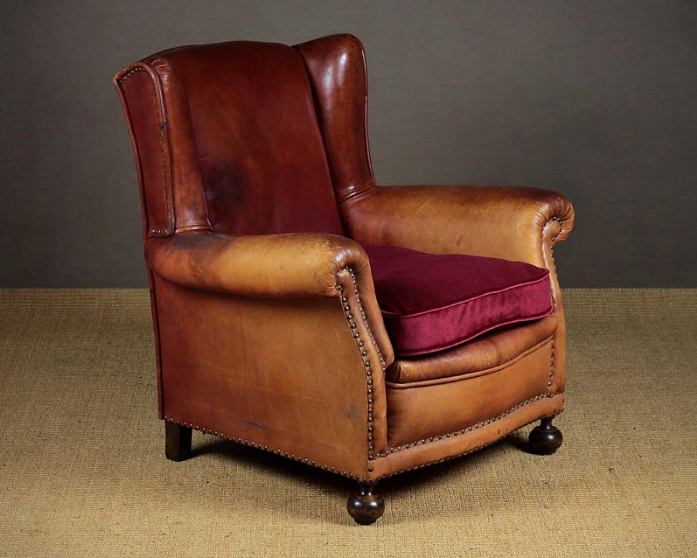 Red Leather Armchair c.1910.