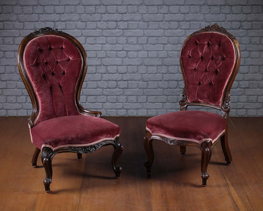 Two Spoonback Bedroom Chairs c.1860.
