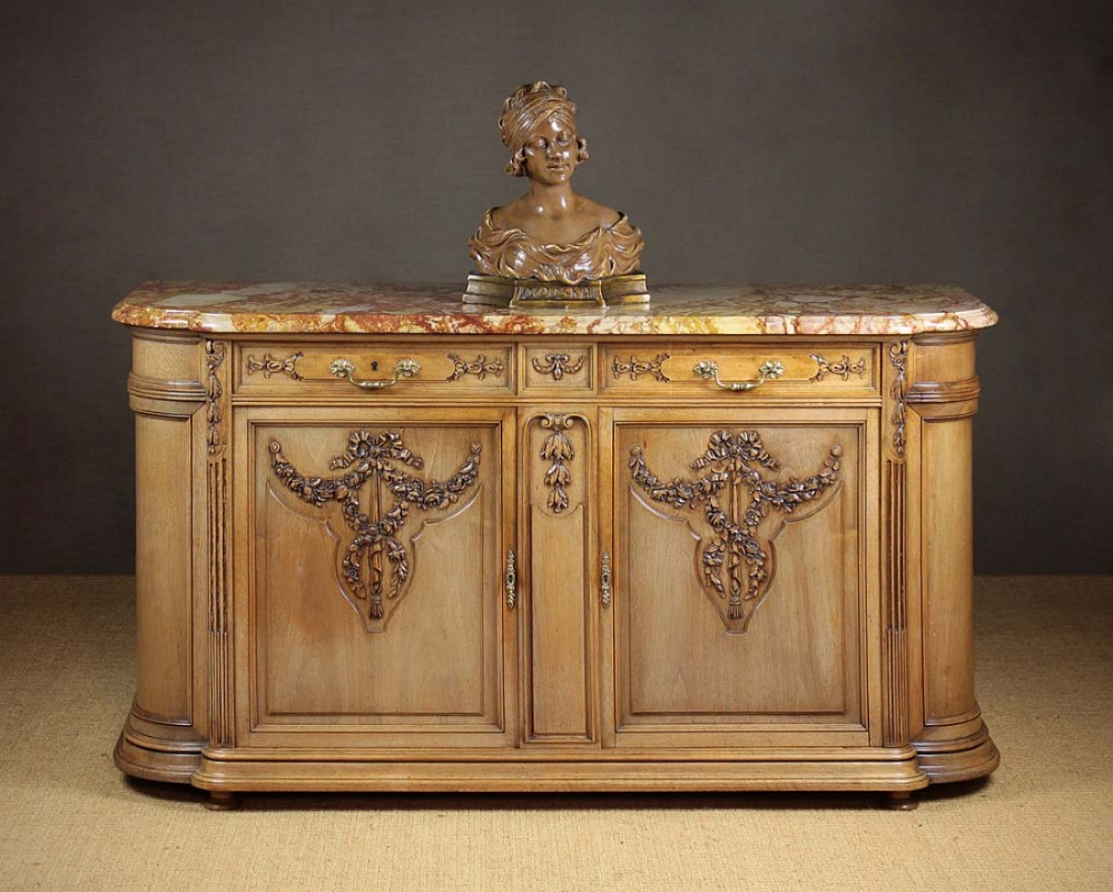 20th.c. French Marble Top Walnut Sideboard Credenza c.1910.