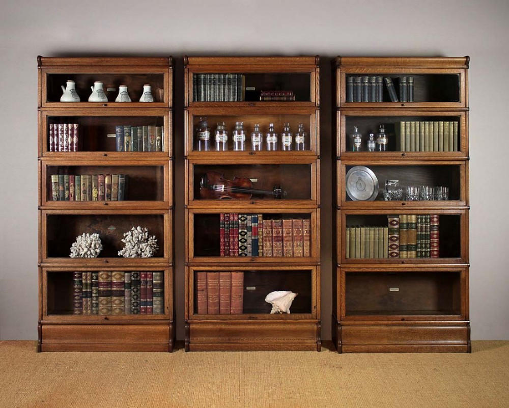 Three Stacking Office Bookcases by Globe Wernicke c.1910.