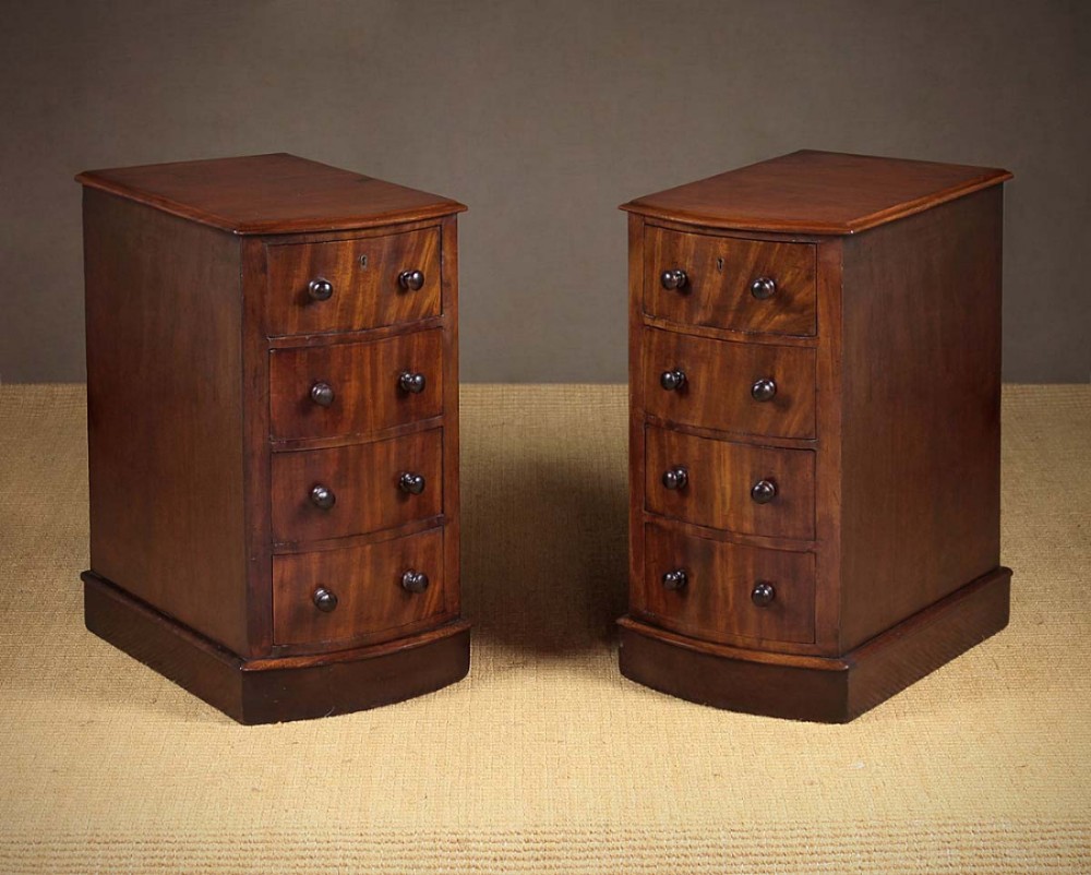 Pair Of Bow Fronted Mahogany Drawer Pedestals c.1880. 