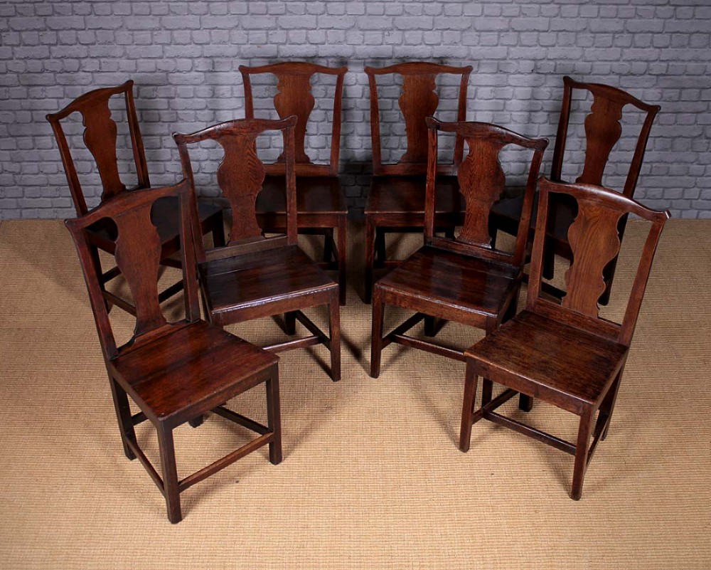 Eight Georgian Oak Dining Chairs c.1810.