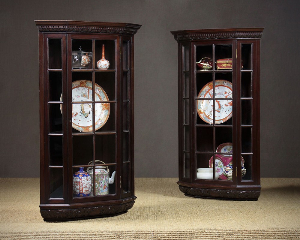 Pair of Corner Display Cabinets c.1890.