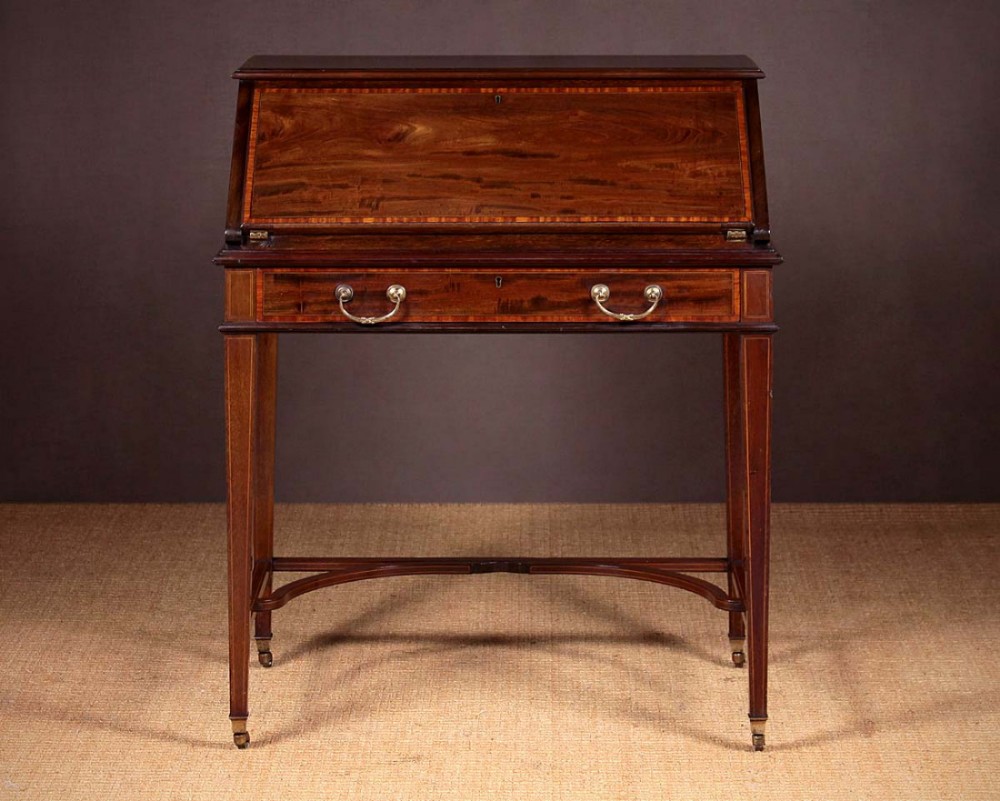Edwardian Mahogany Bureau Writing Desk by Maple & Co. c.1905.
