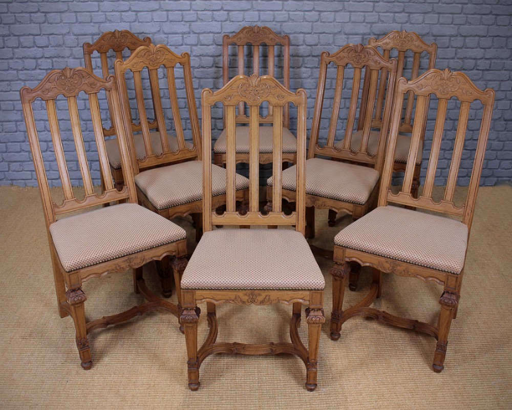 Eight Edwardian Era Oak Dining Chairs c.1910.