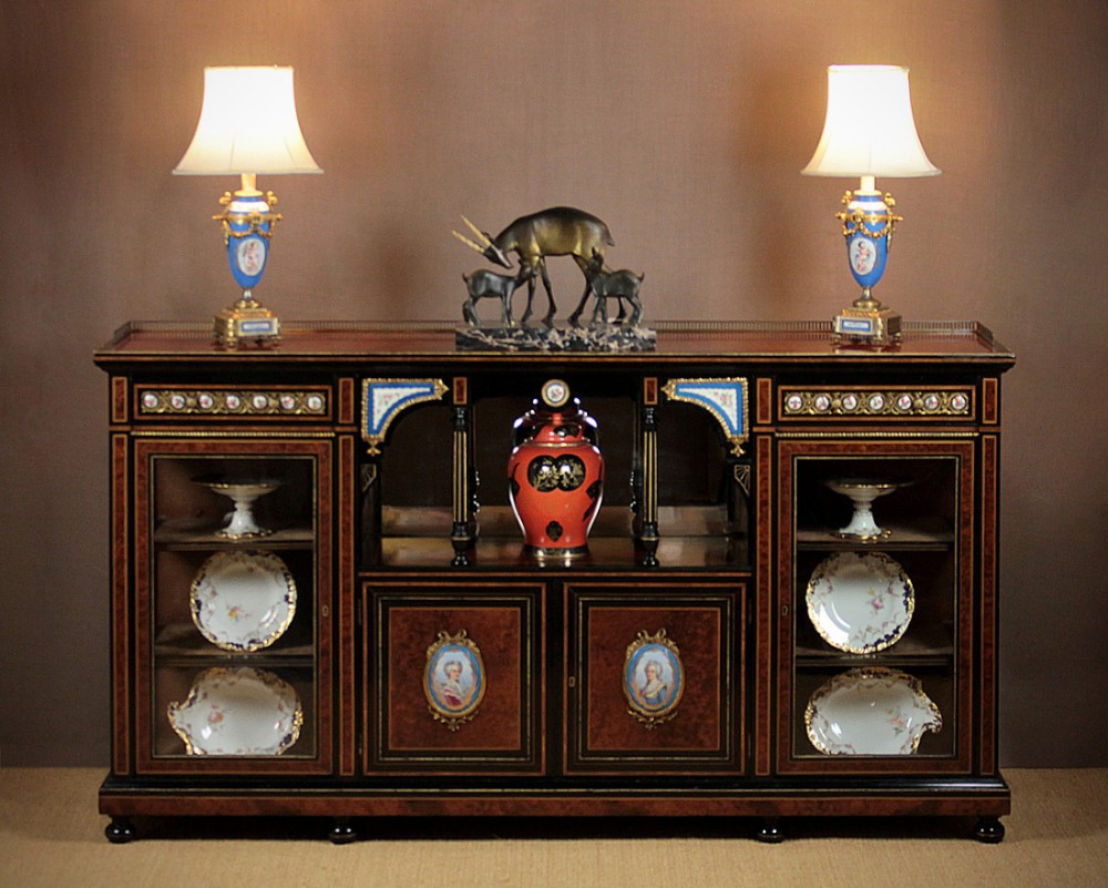 Ebonised Sideboard with Sevres Panels c.1860.