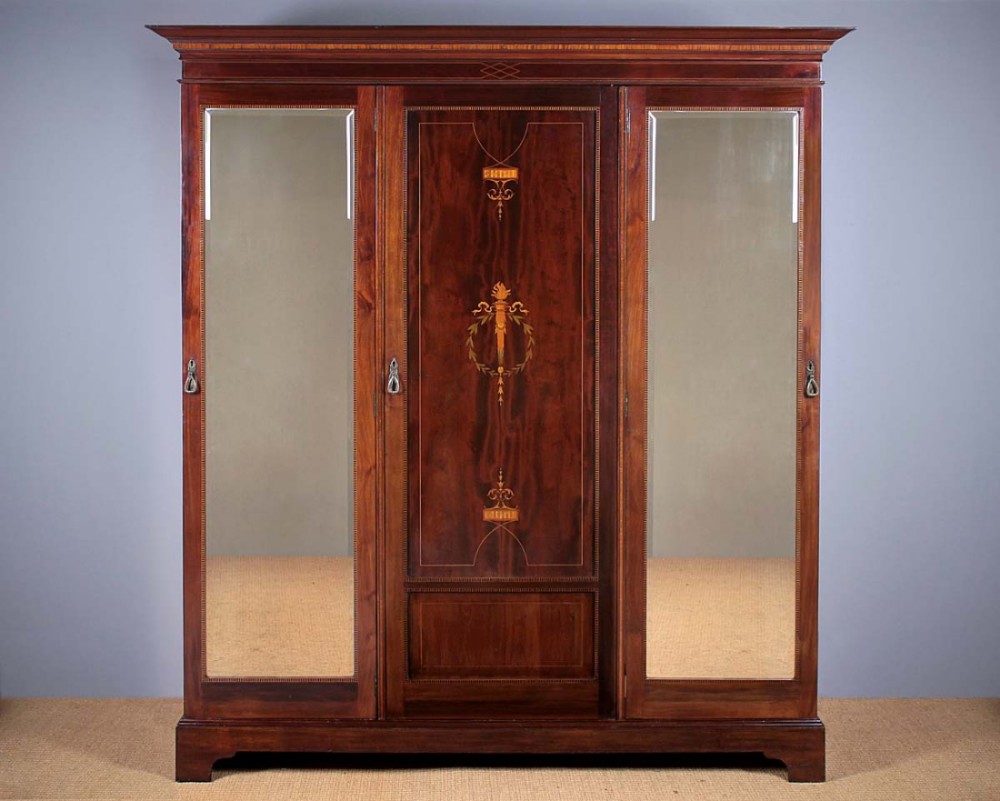 Edwardian Inlaid mahogany Combination Wardrobe & Press c.1905.