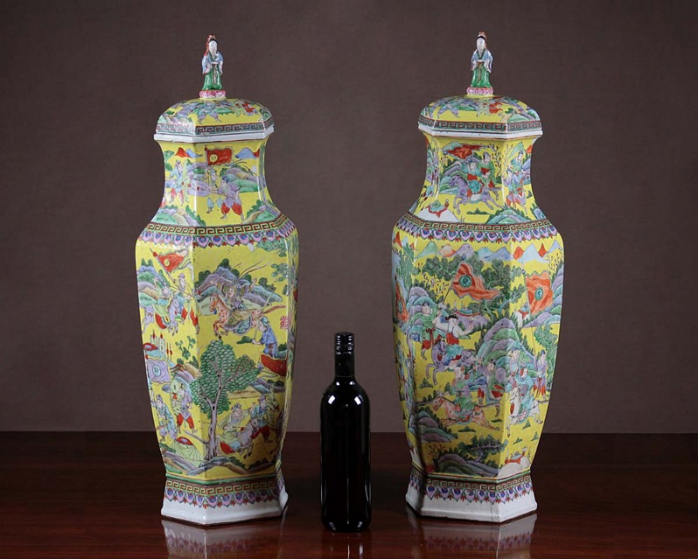 Pair of Large Chinese Famille Jaune Vases c.1850.