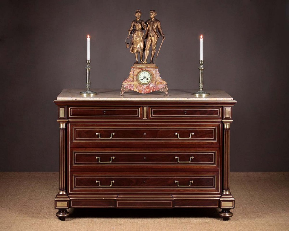 Brass Inlaid Mahogany Chest of Drawers c.1890.