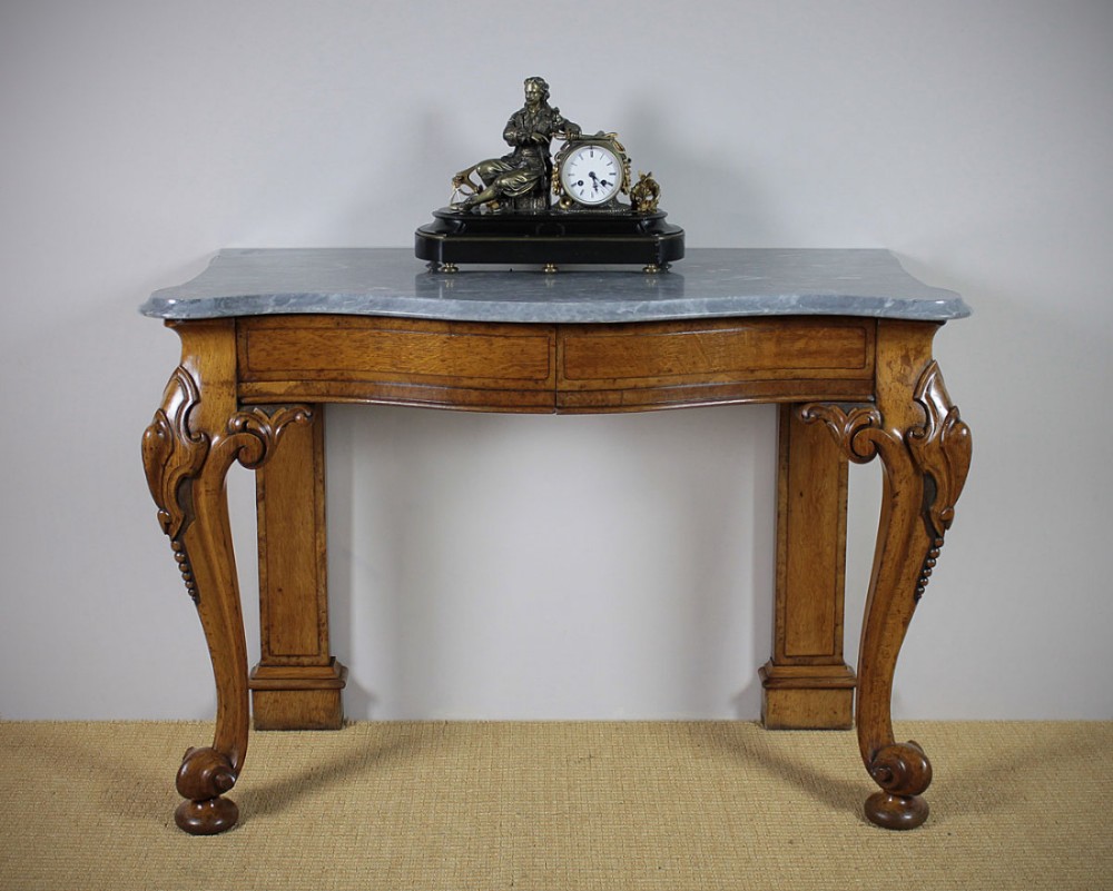 Marble Top Carved Oak Console Table c.1860.